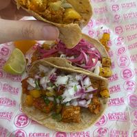 Delicious vegan food! All the menu is available as a vegan option and the staff are super friendly 100% recommend 

Nachos and tacos, as well as chocolate nachos for dessert  at Échele Bolas in Tenerife