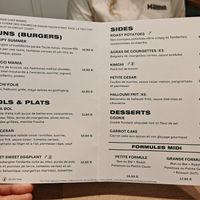 Menu at Mannie in Paris