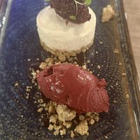 Vegan cheesecake dessert at Brasserie Westerkade in Goes
