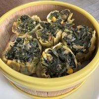 Green dumplings   at Laughing Buddha Vegetarian Bistro in Oakland