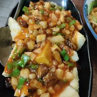 Red chili tofu at Laughing Buddha Vegetarian Bistro in Oakland