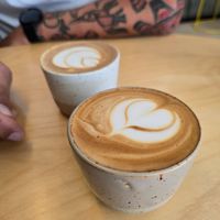 Flat white with oatmilk at Smol in Lefkada