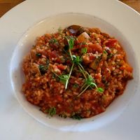 Mediterranean Risotto cooked in a Tomato, Herb & Chilli Sauce. at Number 25 in Rhos On Sea