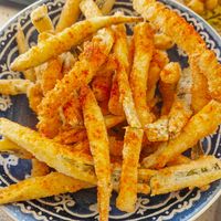 Fried zucchini at Melitini in Oia