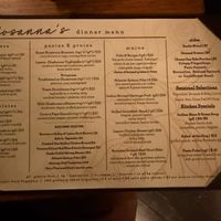 Menu at Rosanna's in Albany