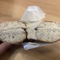 Everything bagel with garlic cashew cream  at Bathurst St Bagels in Hobart