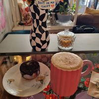 Date seed "coffee" and blueberry cheesecake at PUT IT ON LISBON in Lisbon