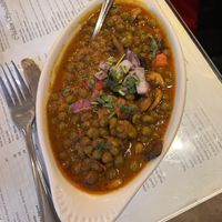 One of the vegan delights with peas and mushrooms   at Shalimar in San Luis Obispo