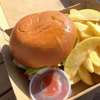 Vegan burger with vegan mayonnaise   at Palmar Beach Bar in Sithonia