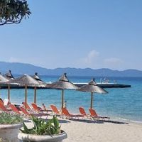 The beach   at Palmar Beach Bar in Sithonia
