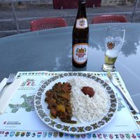 Simple veg curry with rice and beer :-) at Restaurant Curry-Hus in Nuglar-st Pantaleon