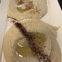 Hummus and baba ganoush from the veg appetizer combo   at The Vine Cafe and Market in St Louis