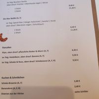Menu at Bistro Deppat in Vienna