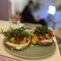 Breakfast bagel  at Bistro Deppat in Vienna