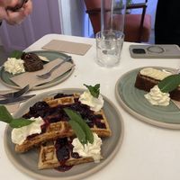 Brownie, waffles and banana bread  at Bistro Deppat in Vienna