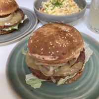 Smashburgers and coleslaw  at Bistro Deppat in Vienna