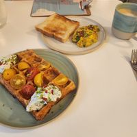 Savory waffles and Omelette at Bistro Deppat in Vienna