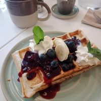 Sweet Anne Waffel, one serving, perfect fluff, will definitely order again, so yummy! at Bistro Deppat in Vienna