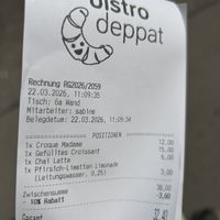 bill (V-Card -10%)  at Bistro Deppat in Vienna