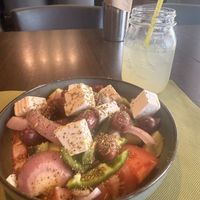 Greek salad with vegan feta   at Kuro Siwo in Kefalonia