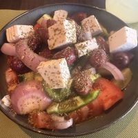 Greek salad with vegan feta   at Kuro Siwo in Kefalonia