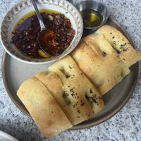 Focaccia bread with sun-dried tomato dip   at Alpana  in Chicago