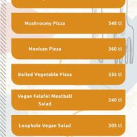 The vegan menu at Loophole Booze Bite & Fun in Ankara