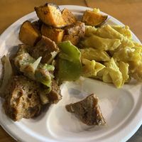 Seitan, potatoes, Mac and cheese  at Kale Cafe Vegan Kitchen in Daytona Beach