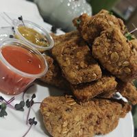 Satan sticks with buffalo and honey mustard sauces at Kale Cafe Vegan Kitchen in Daytona Beach