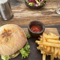 Yaca Burger and fries   at La Yaqueria Tulum in Tulum