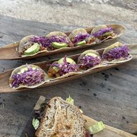 Tacos and half of the sandwich   at La Yaqueria Tulum in Tulum