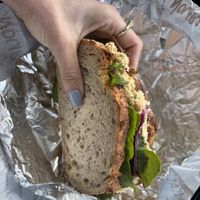 Chickpea vegan mayo sanga. Young woman serving me wasn’t very enthused but hey it’s Monday.   at Nourish Café in Dingle