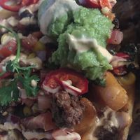 Southwestern Nachos with fries instead of chips. Highly recommend. at Veggie Grill by Next Level in Westlake Village