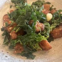 Stir fried pork belly with basil  at Kem-Kon KhaoSan (เข้ม-ข้น ข้าวสาร) in Bangkok