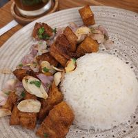 Fried pork and rice at Kem-Kon KhaoSan (เข้ม-ข้น ข้าวสาร) in Bangkok