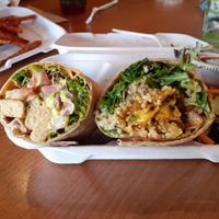 Cauliflower and chickpea Shawarma wrap and twister wrap with grilled "chicken" at Native Foods in Glendale