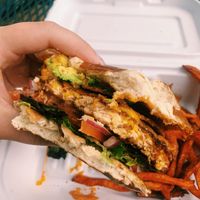 Yum vegan chicken sammy  at Native Foods in Glendale