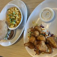 Big Dill Sandwich (monthly special) w/Mac & Cheese                                  (The sandwich was SO Good!!!)    Thai Chili Cauliflower Dippers           w/Ranch  at Native Foods in Glendale