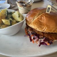 Vegan Hot w Potato Salad, great dill flavor   at Native Foods in Glendale