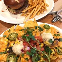 Bbq brisket burger and nachos  at Native Foods in Glendale