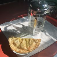 Savory pie, plated at home  at Rainbow Bakery in Bloomington