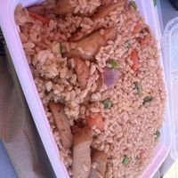 Mixed rice with mock chickenn  at Chen Vegetarian House in West Reading