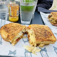 Living Life on the Veg Vegan Cheese Toastie  at Margo's the Sandwich Shop in Plymouth