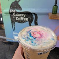The galaxy latte - iced with oatmilk at The Galaxy Coffee  in Columbus