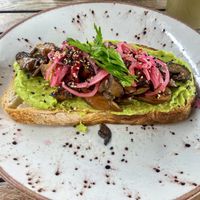 Fried miso mushrooms toastted  at Luma Local Brunch in Mallorca
