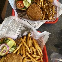 Pesto chick’n sandwich and sweet chili sandwich (swapped the sauce out for the vegan pesto sauce)   at Clifton Hill Family Restaurant in Niagara Falls