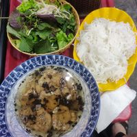 Bun cha with soy meat at Tam Khoi Vegetarian Foods in Hanoi