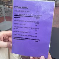 The menu  at La Taverna Del 42 in Moraira