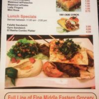Menu back at El Basha Grocery and Deli in Miami