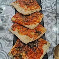 Harisa, roast pepper, za'atar, tahini flatbread at Finnieston Fez in Glasgow